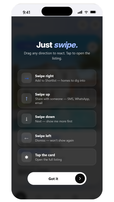 Swipe tutorial